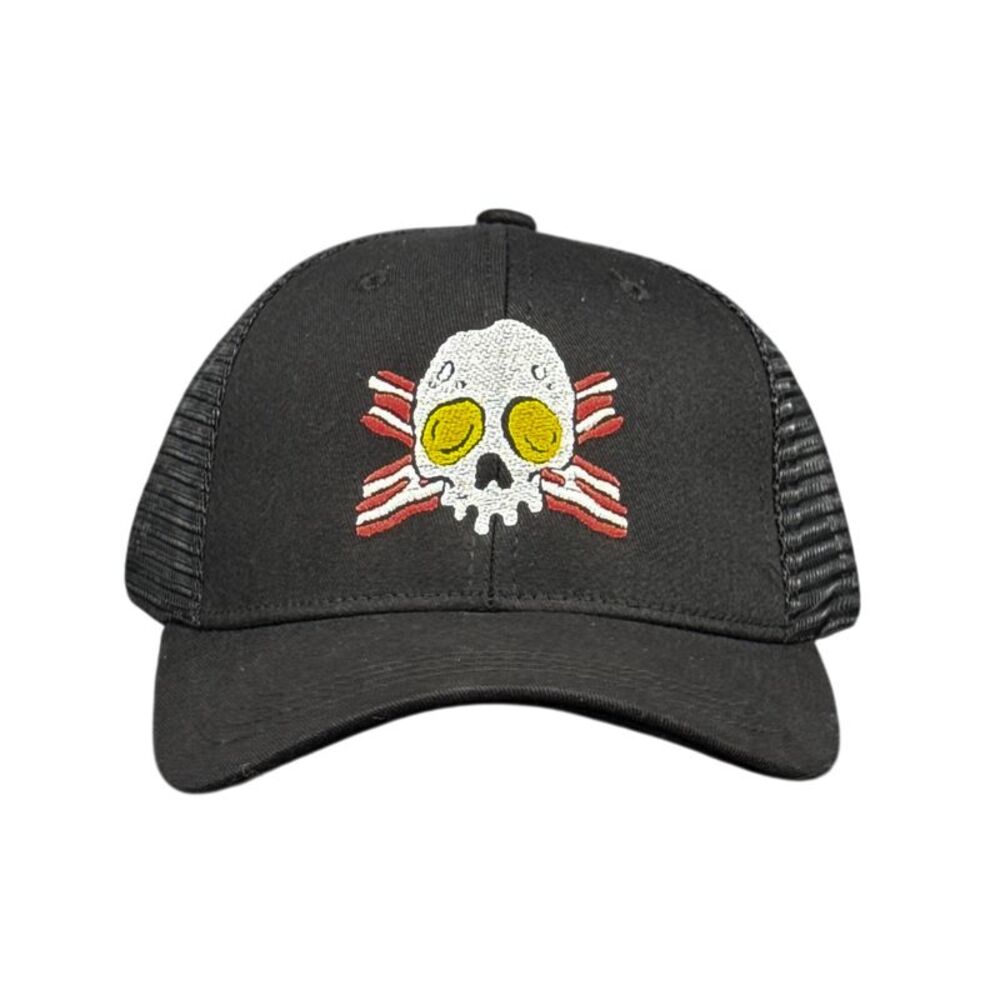 Bacon and Eggs Skull Hat Funny Sarcastic Breakfast Baseball Cap